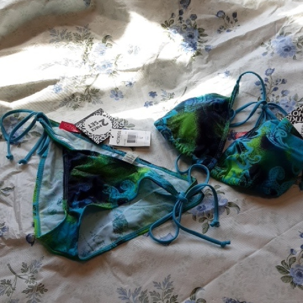 Blue and Green Bikini Set